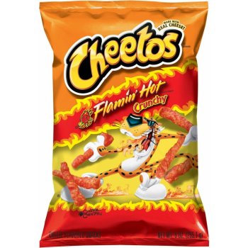 Cheetos Flamin Hot Crunchy 226.8 g Ostrá příchuť vynikajících Cheetos z USA. 
Svačiny CHEETOS jsou velmi oblíbené sýrové pochoutky, které baví každého! 

Složení:
Obohacená kukuřičná mouka (kukuřičná mouka, síran  ...